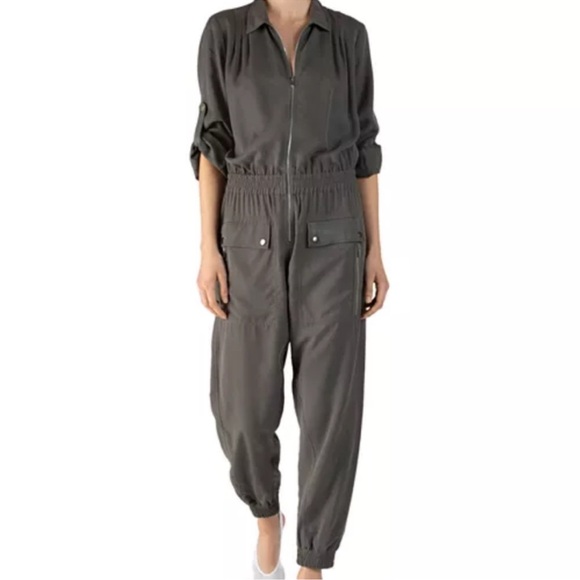 ATM Anthony Thomas Melillo Army Green Washed Lyocell Utility Jumpsuit XS - Picture 5 of 14